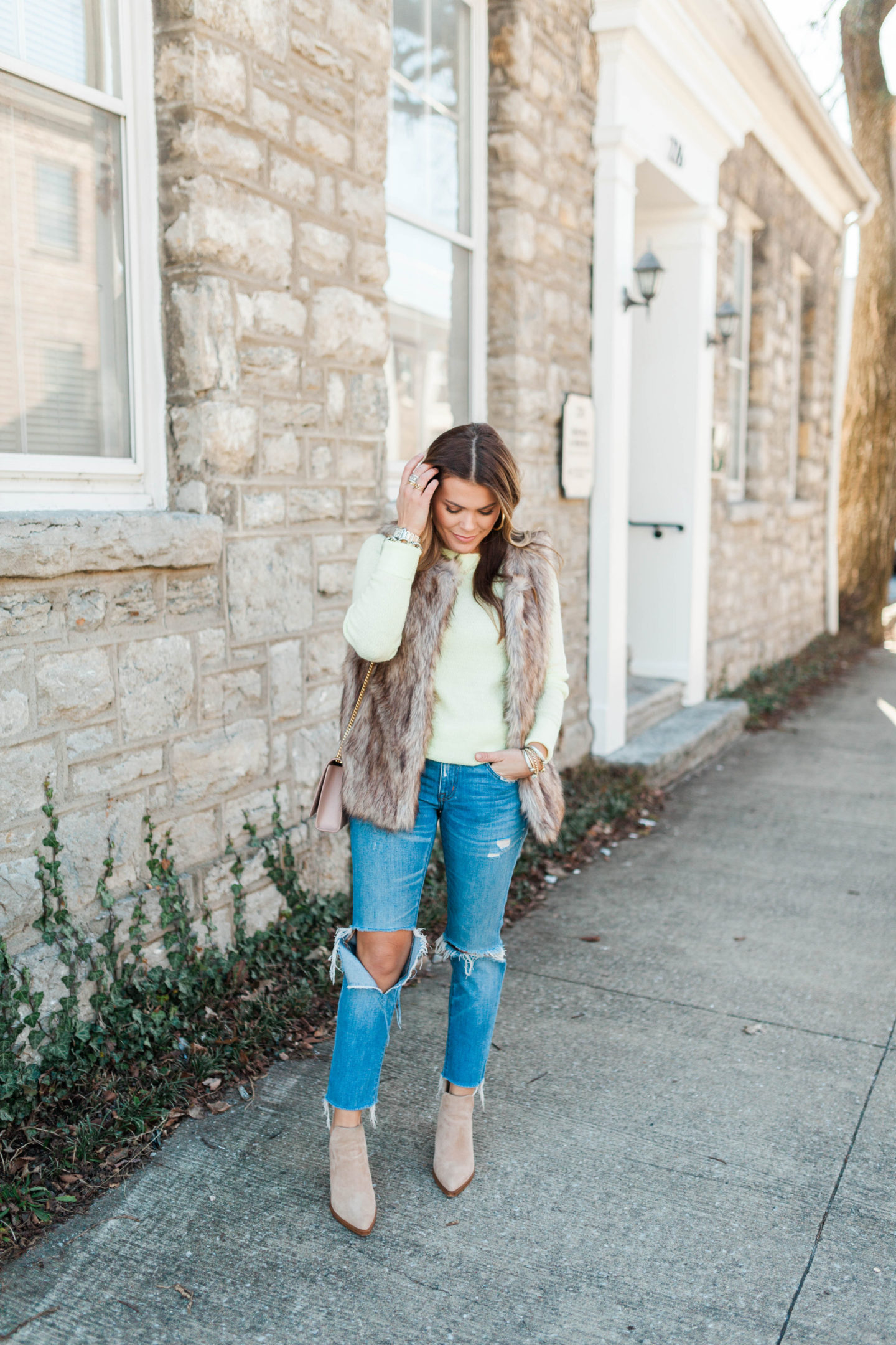 Neon Sweater in Winter / Glitter & Gingham 