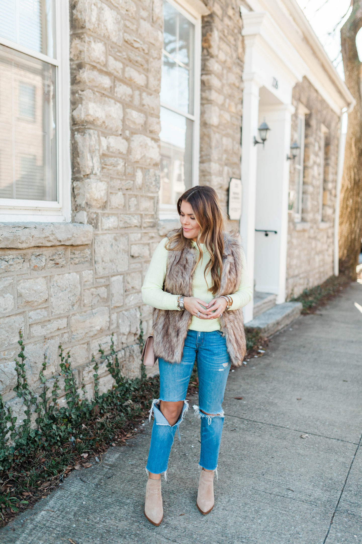 Neon Sweater in Winter / Glitter & Gingham 