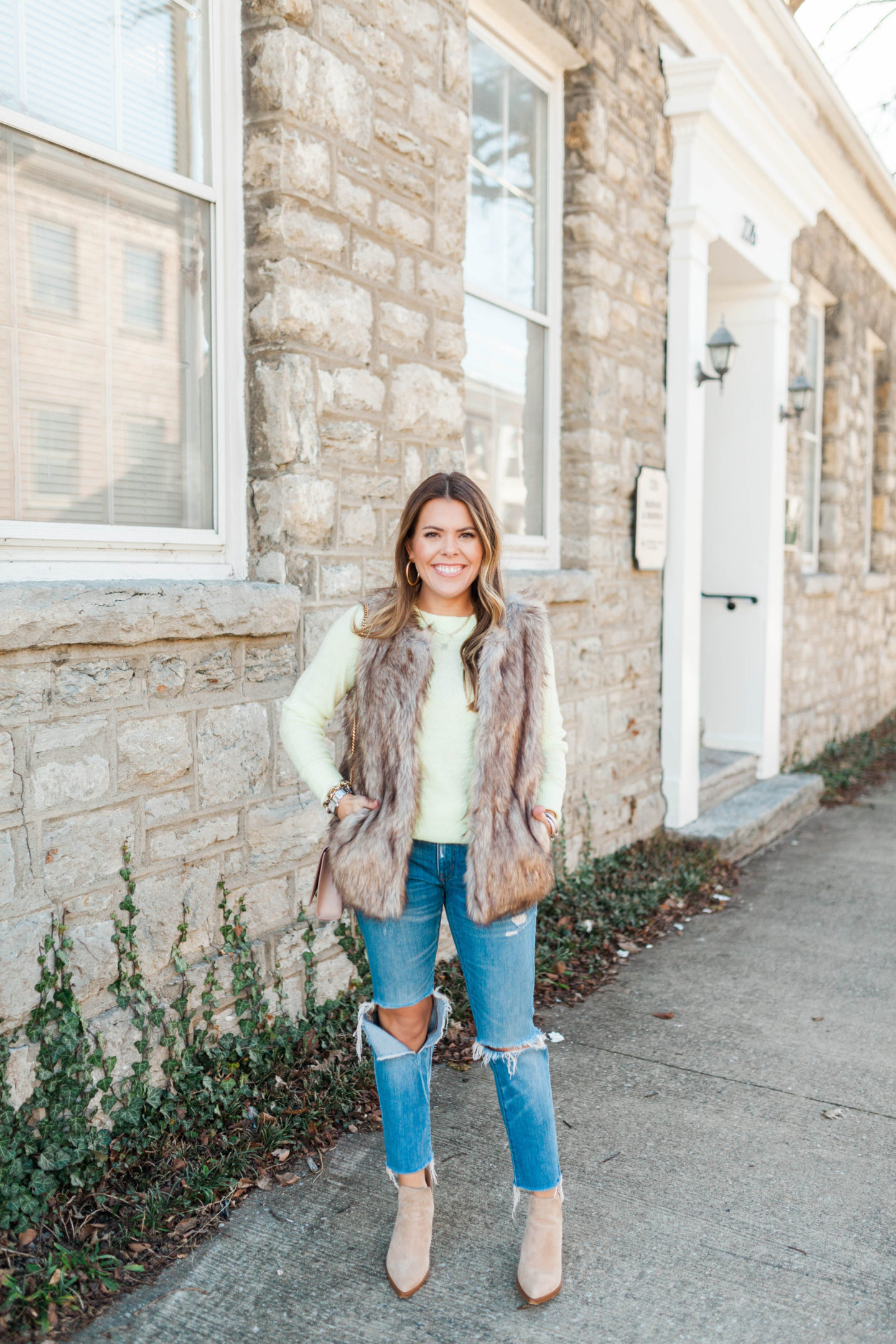 Neon Sweater in Winter / Glitter & Gingham