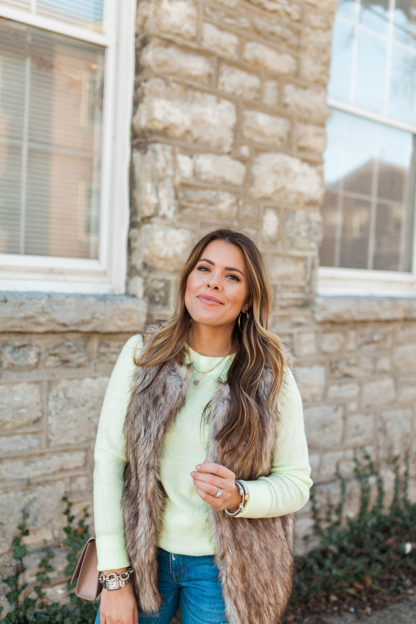 Neon Sweater in Winter / Glitter & Gingham 