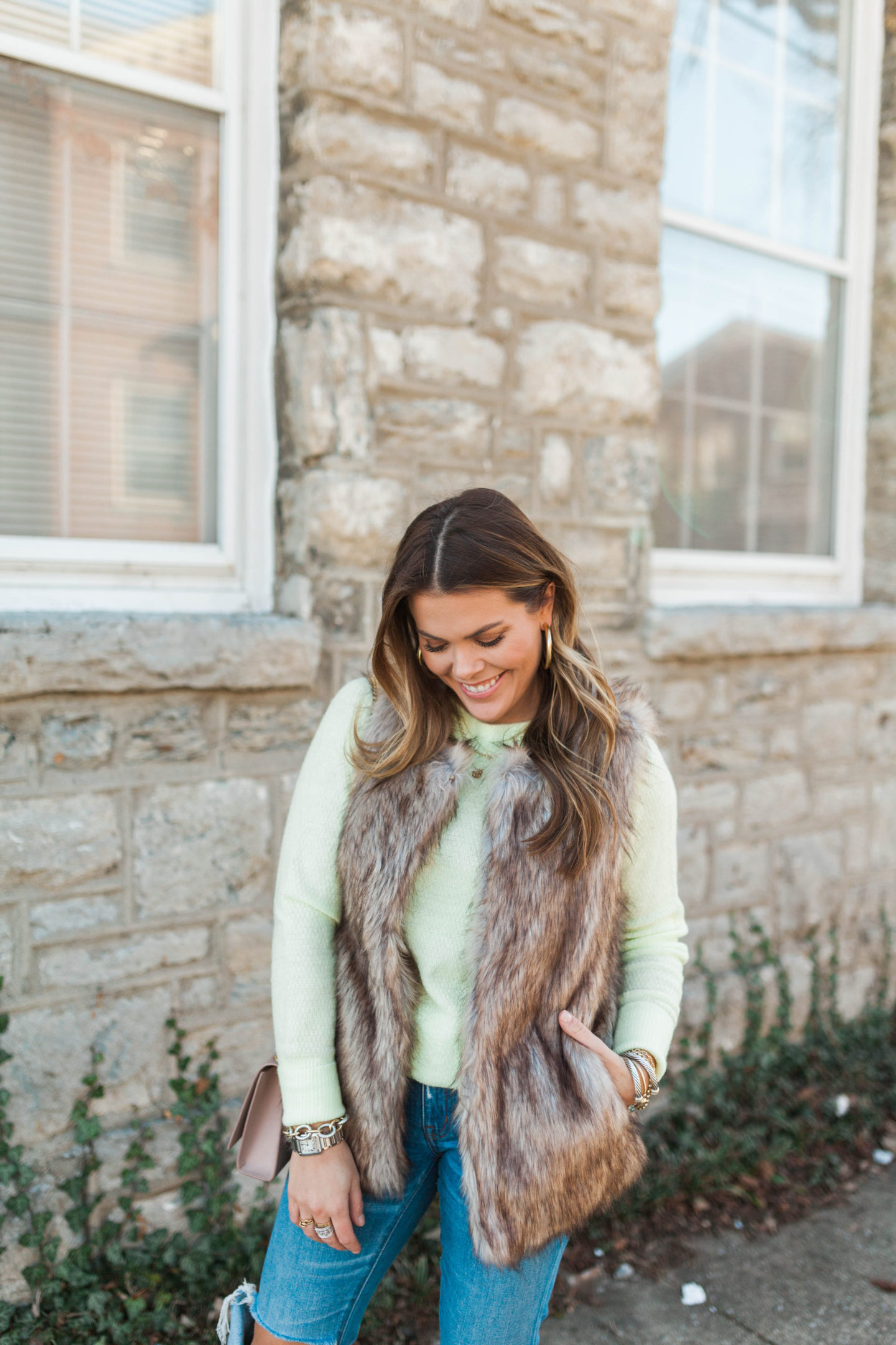 Neon Sweater in Winter / Glitter & Gingham 