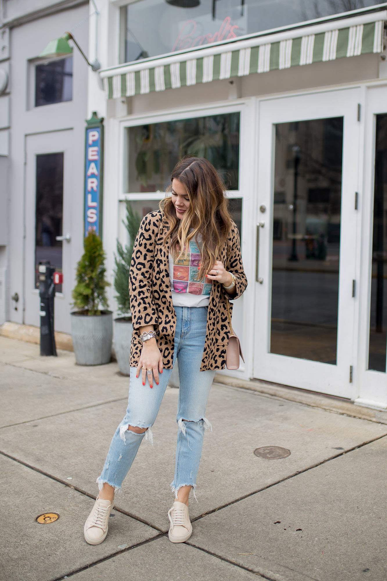 Spring Leopard Monogram Graphic Shirt