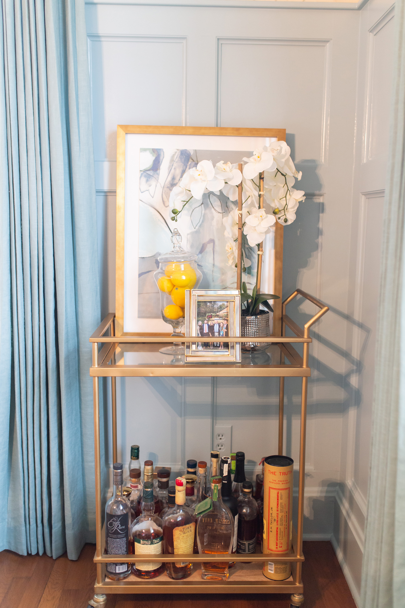 Bar Cart Styling / Glitter & Gingham 