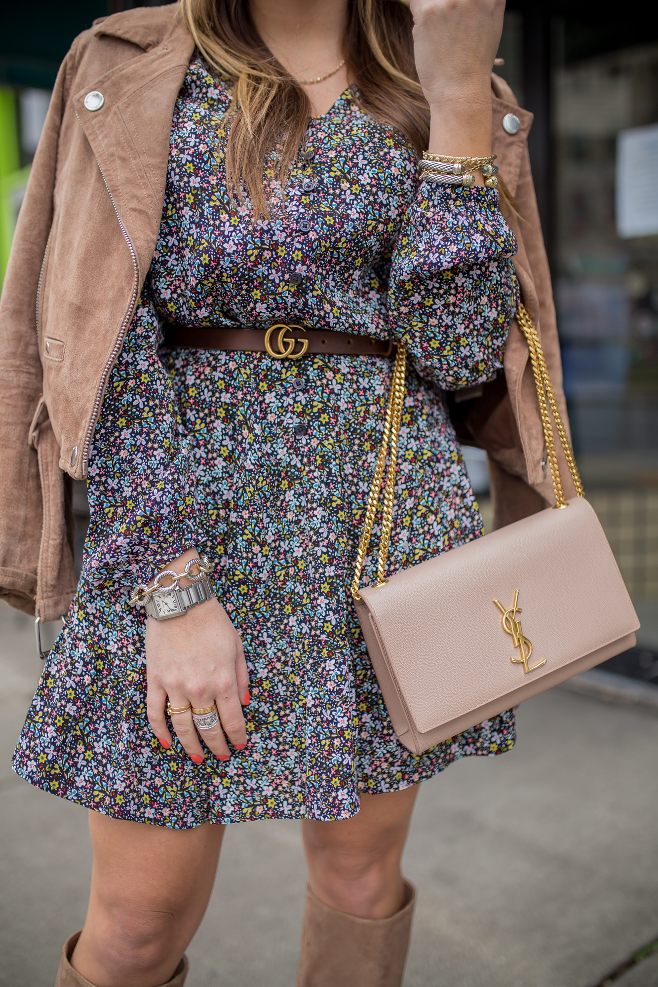 LOFT Floral Dress Wear 2 Ways / Glitter & Gingham 