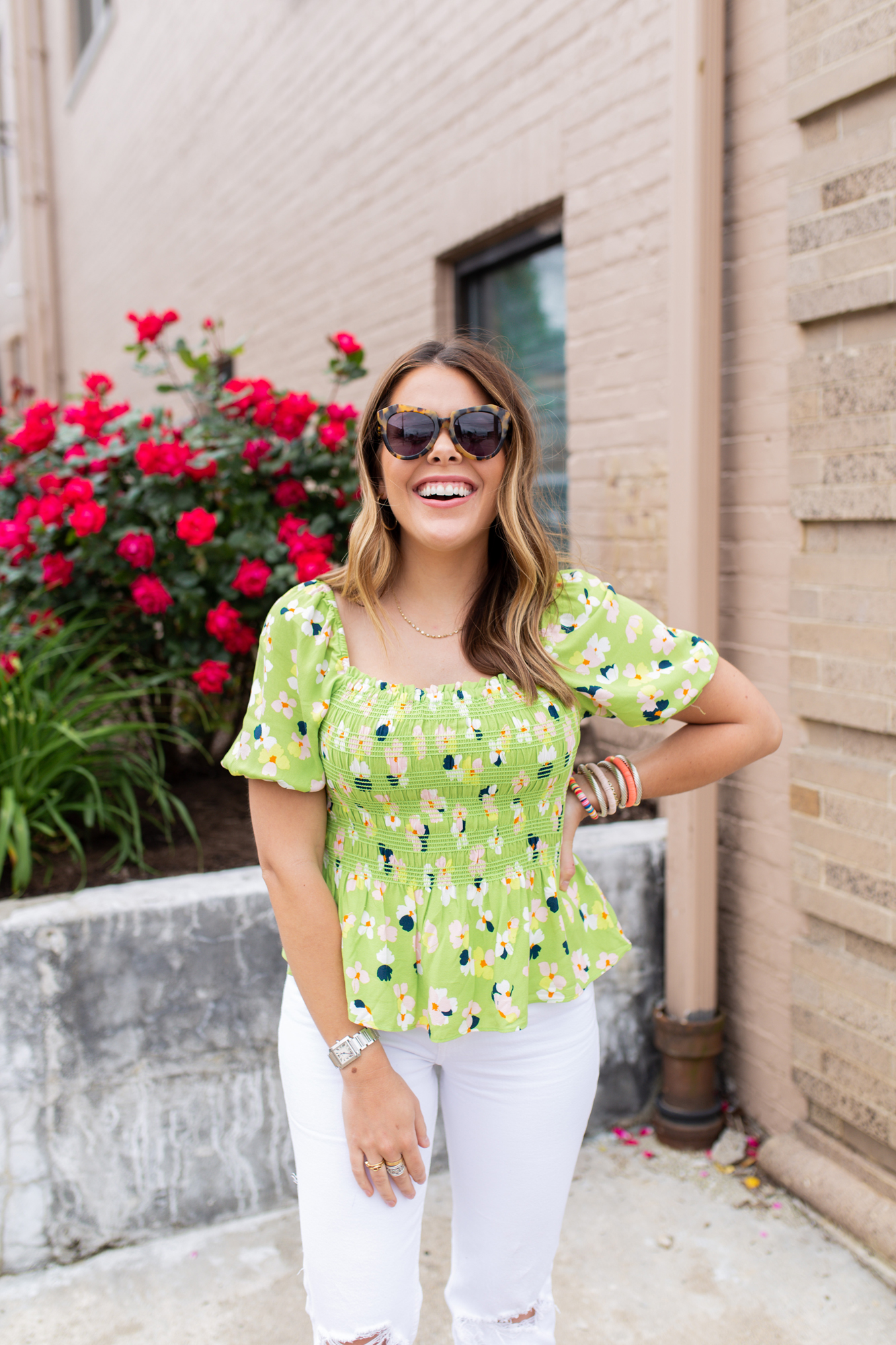 Smocked Floral Top / Glitter & Gingham 