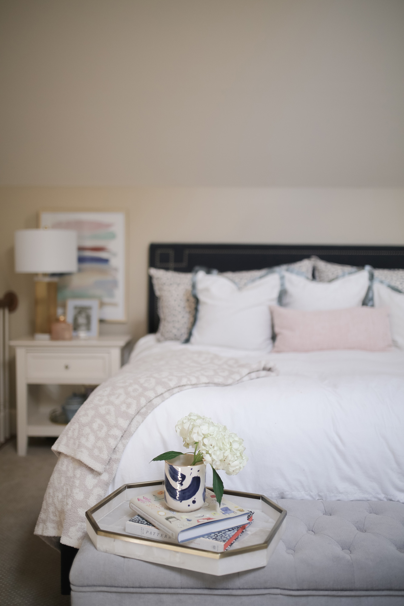 Blue & White Master Bedroom Decor / Glitter & Gingham