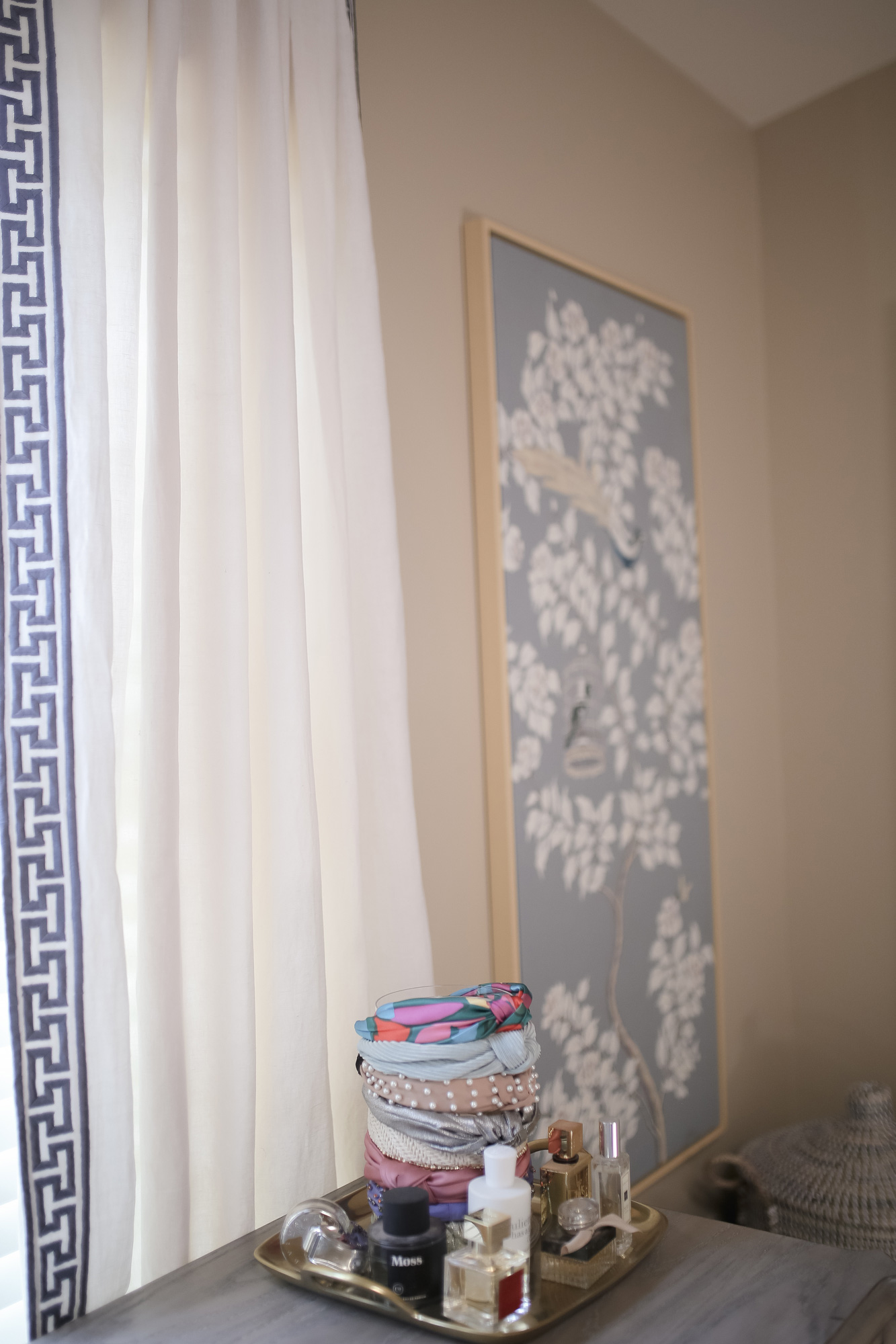 Blue & White Master Bedroom Decor / Glitter & Gingham