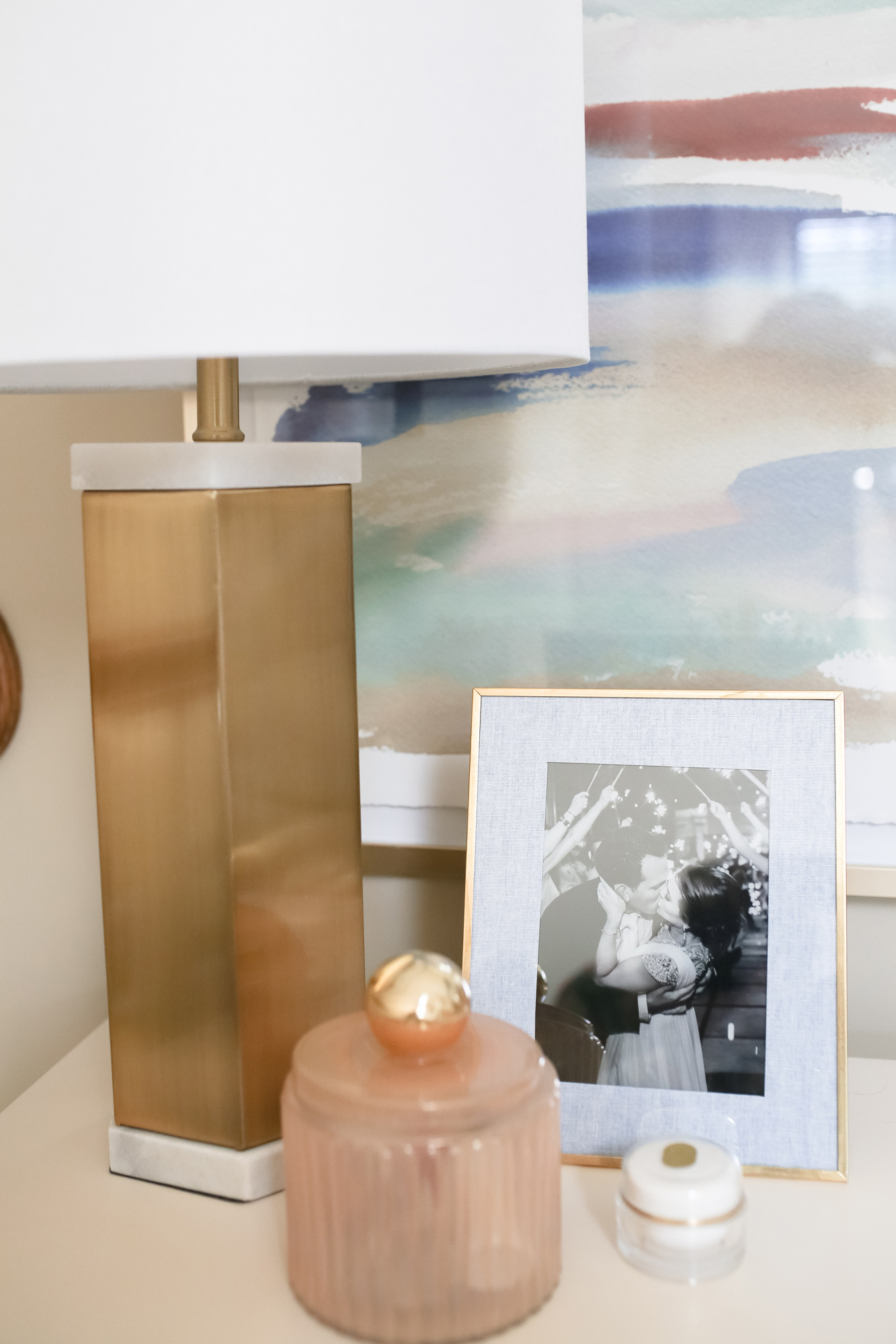 Bedside Table Decor / Glitter & Gingham