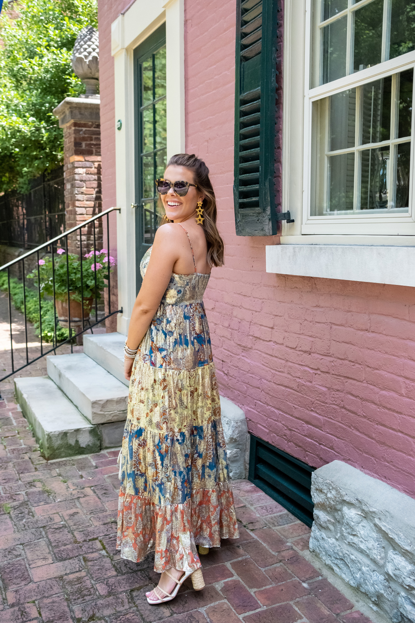 metallic Maxi Dress / Glitter & Gingham 