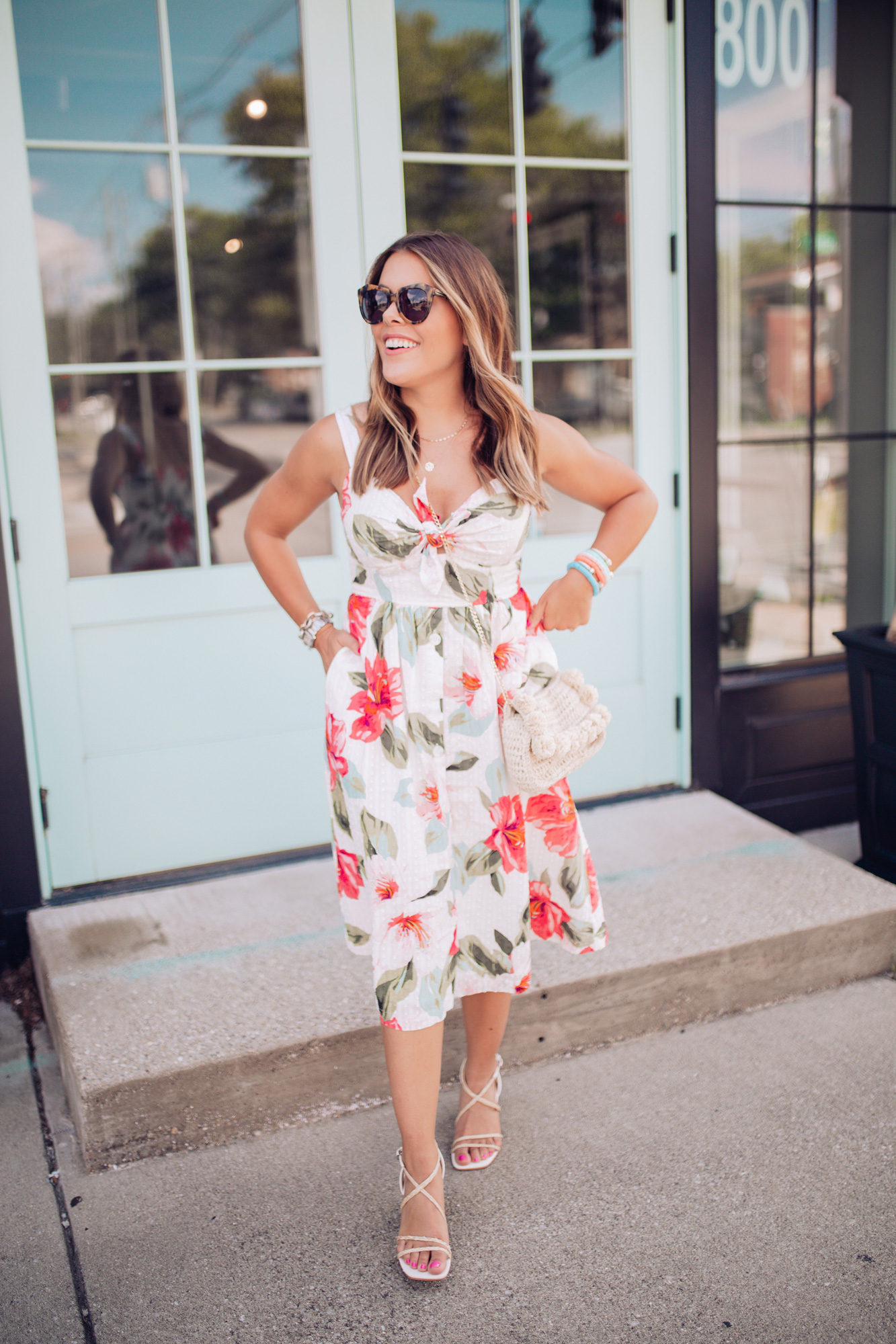 Floral Tie Front Dress / Glitter & Gingham 