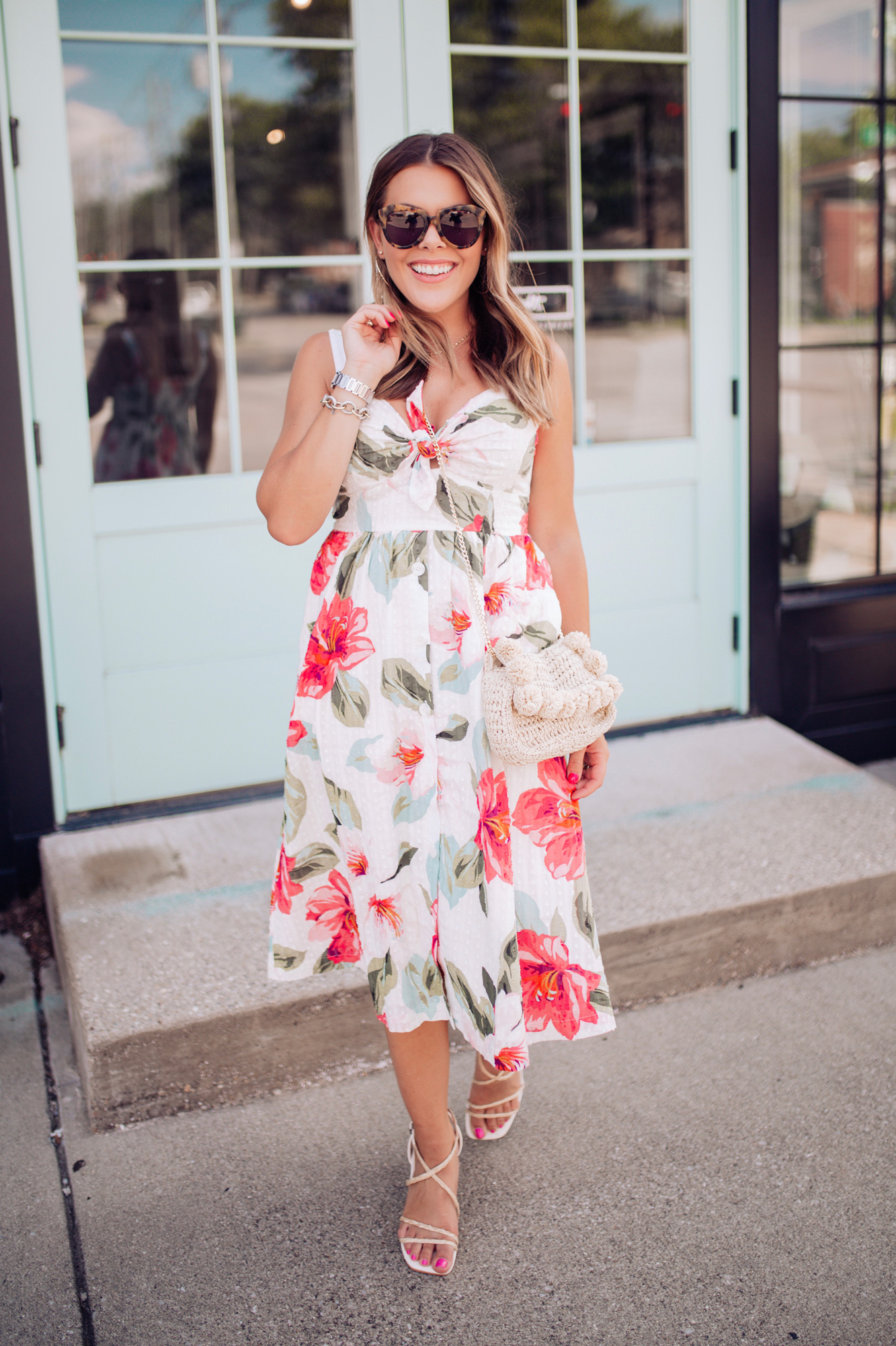 Floral Tie Front Dress / Glitter & Gingham 