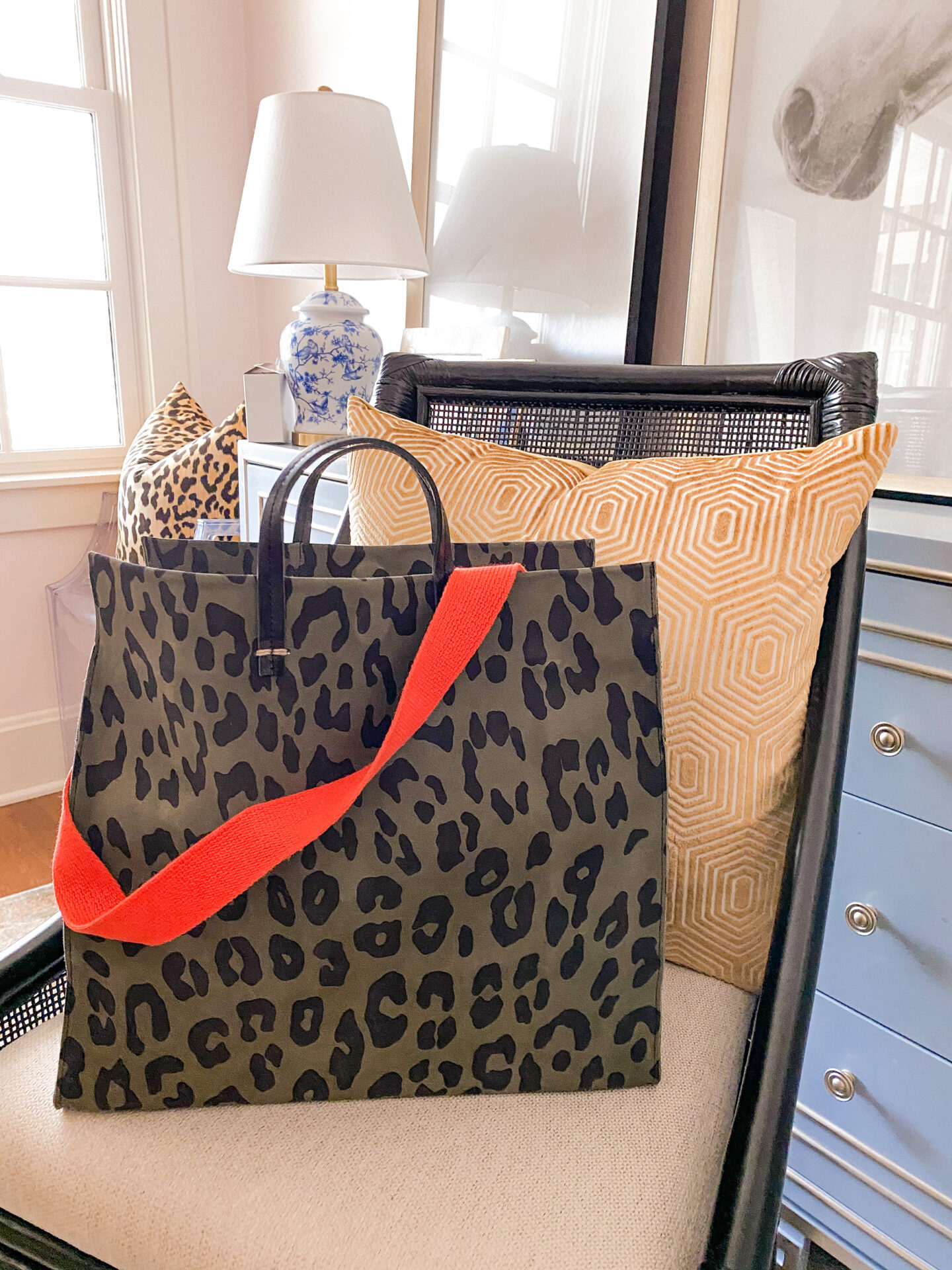 v leopard tote