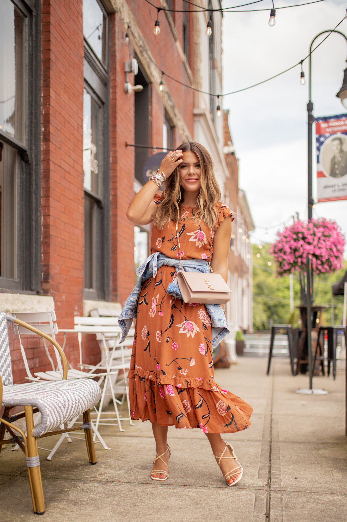 Floral Midi Dress for Fall / Glitter & Gingham  