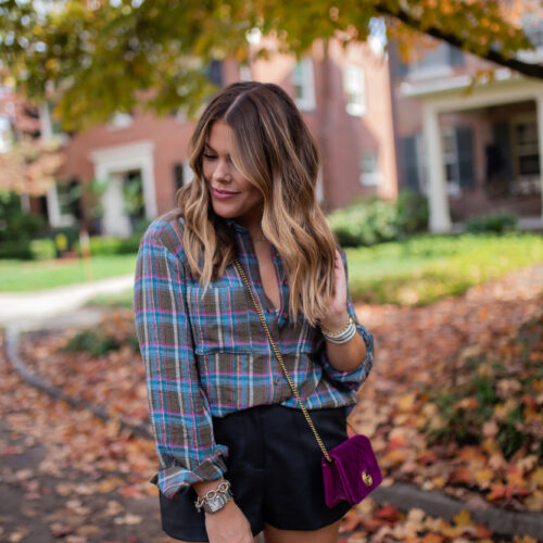 Fall Travel Outfit - Glitter & Gingham