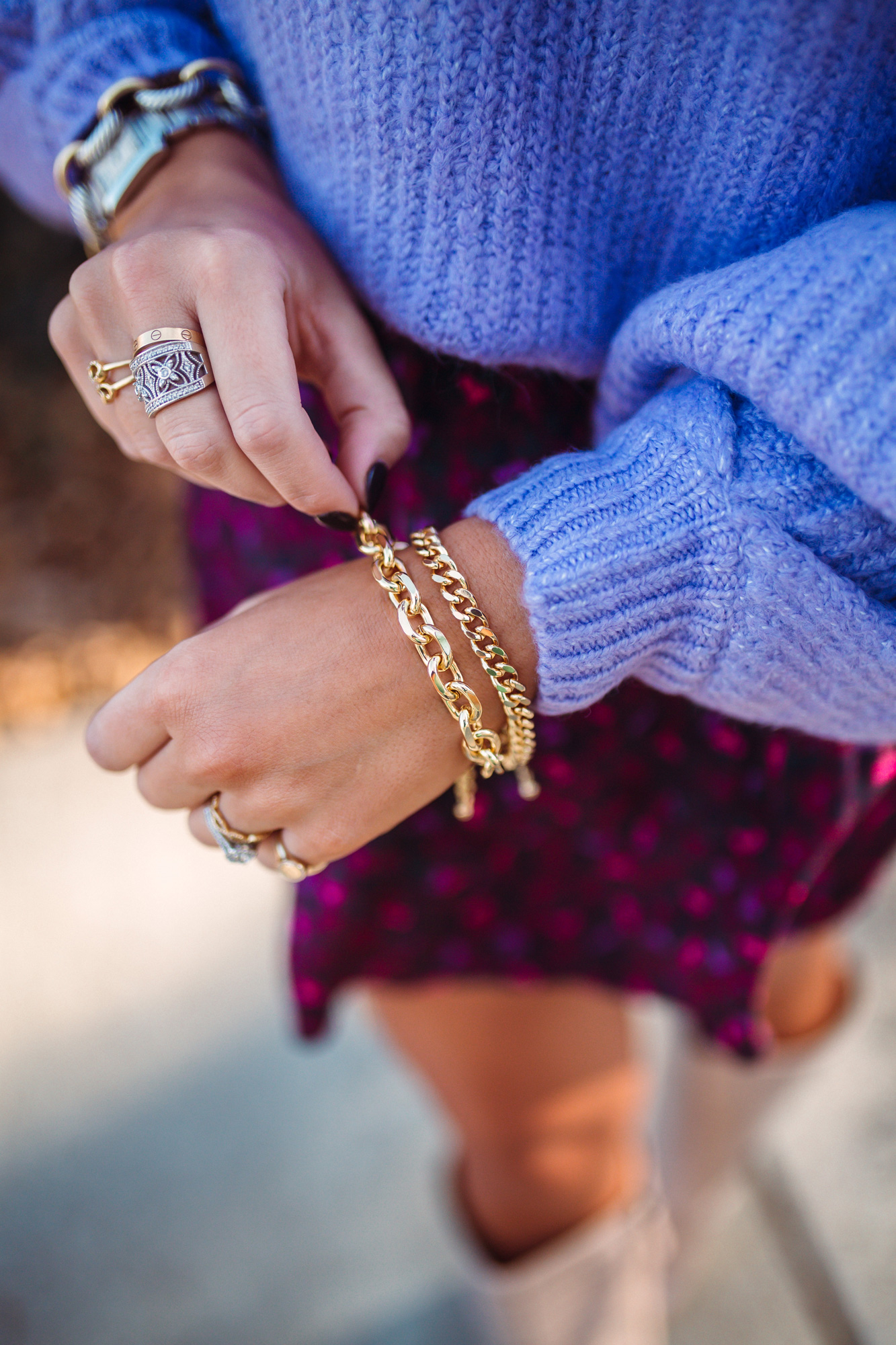 Gold LInk Bracelet / Glitter & Gingham 
