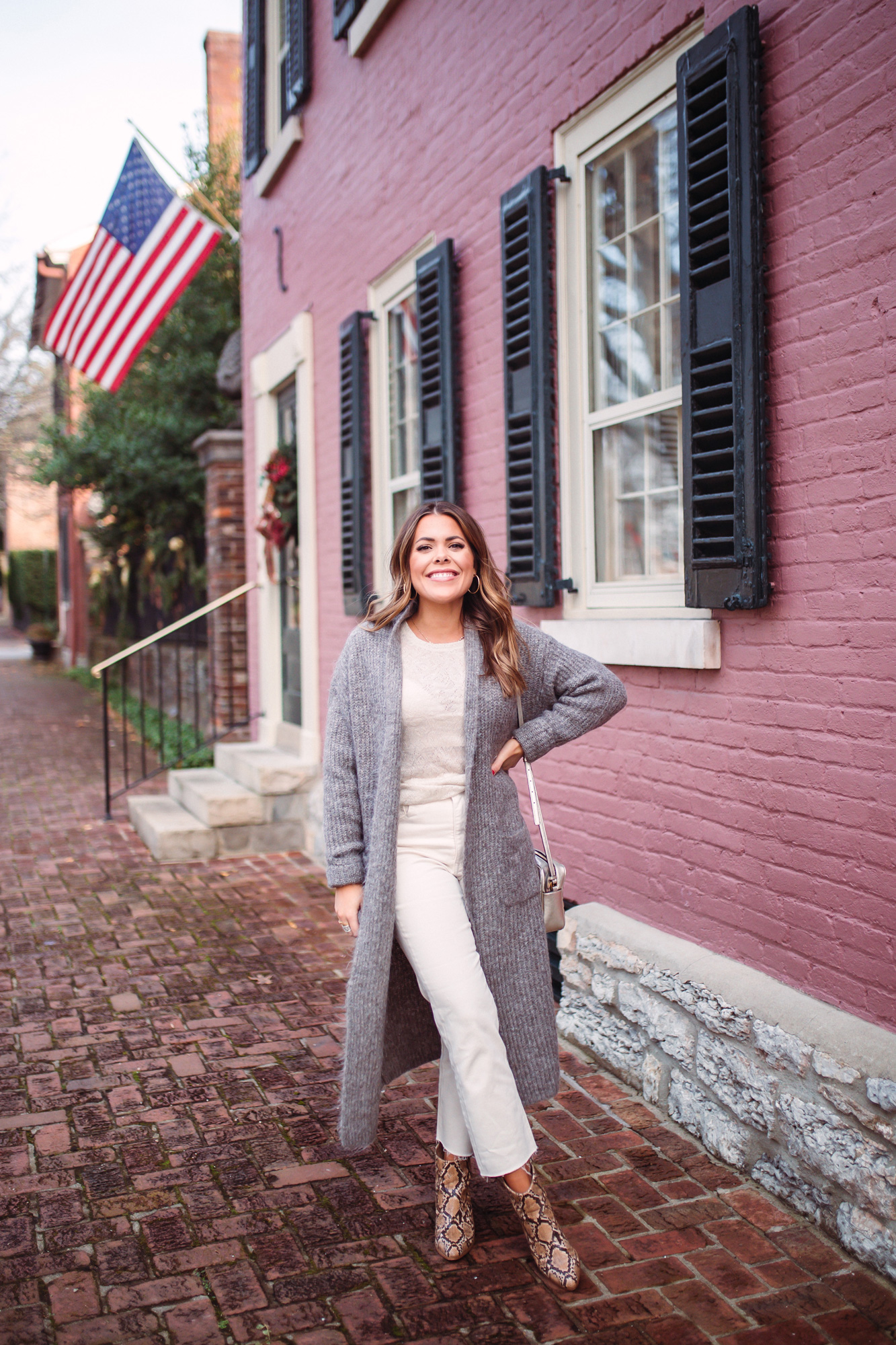 White jeans for winter / Glitter & Gingham 