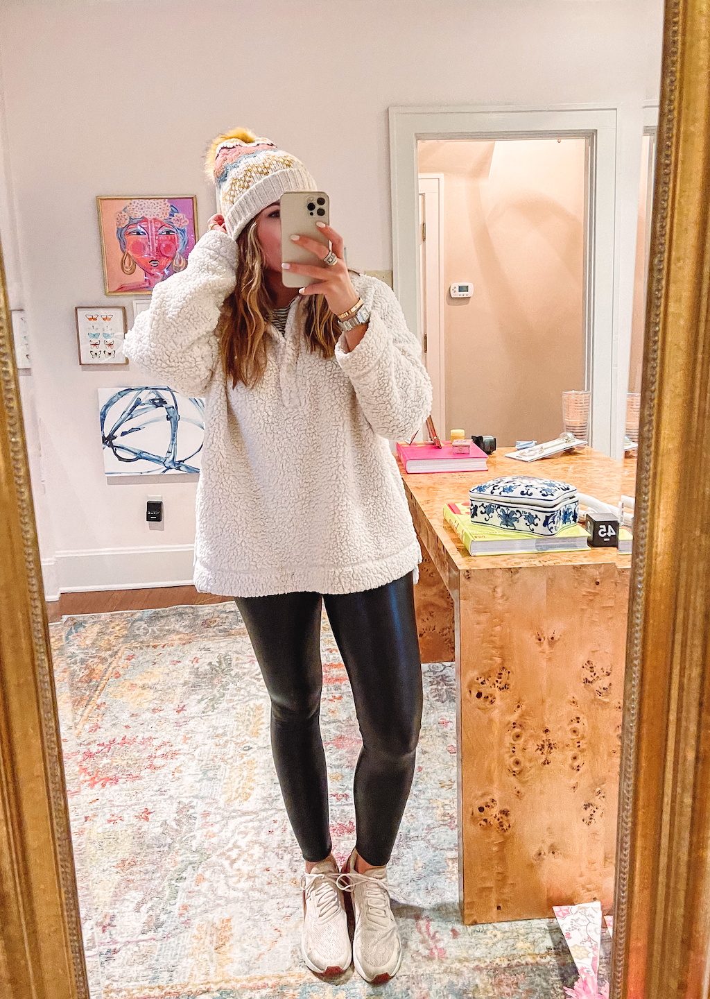 Aerie Sherpa / Leather Leggings / Glitter & Gingham 