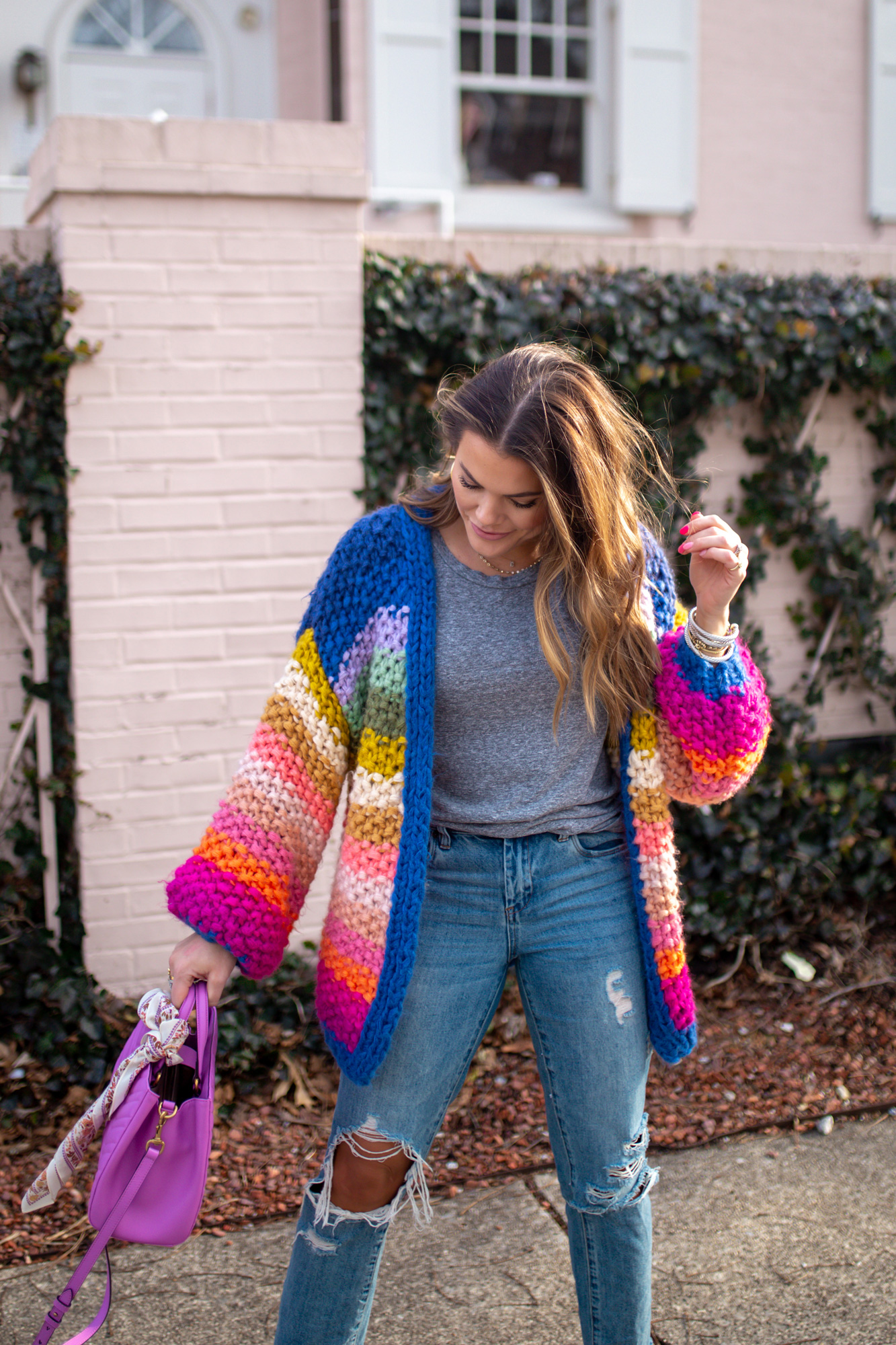 Rainbow Cardigan / Glitter & Gingham 