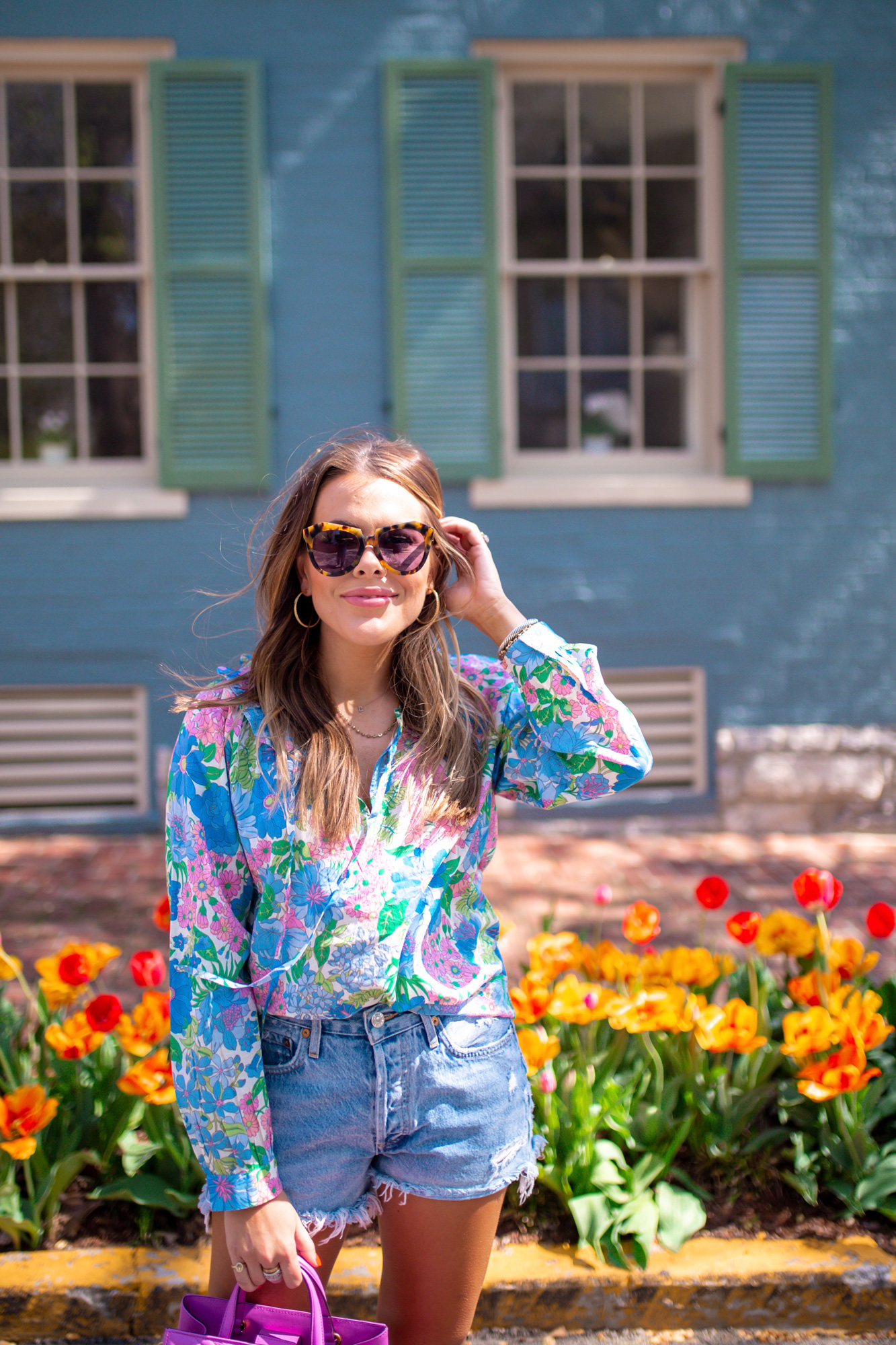 J. Crew Floral Top / Glitter & Gingham 