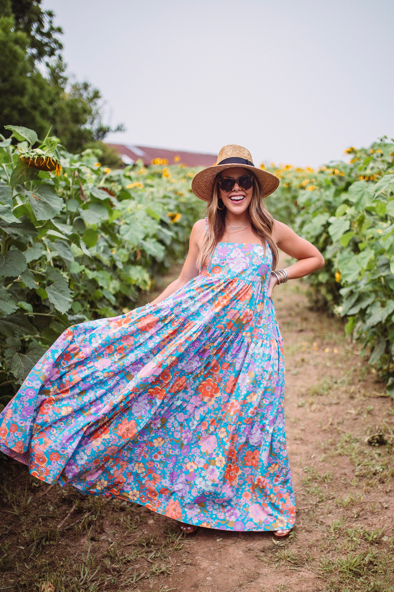 Free People Floral Maxi / Glitter & Gingham 