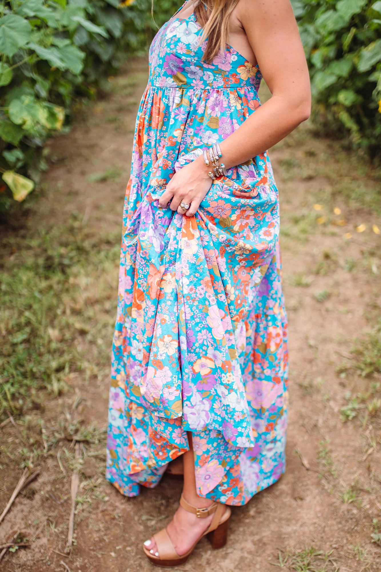 Free People Floral Maxi Dress in the Sunflowers - Glitter & Gingham