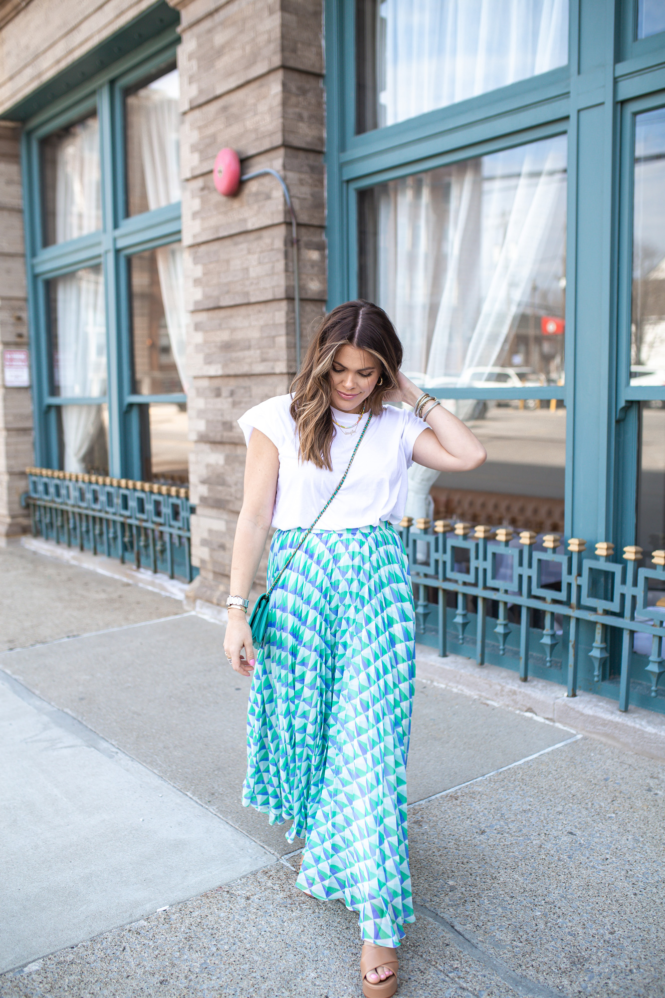 Pleated Maxi Skirt / Glitter & Gingham 