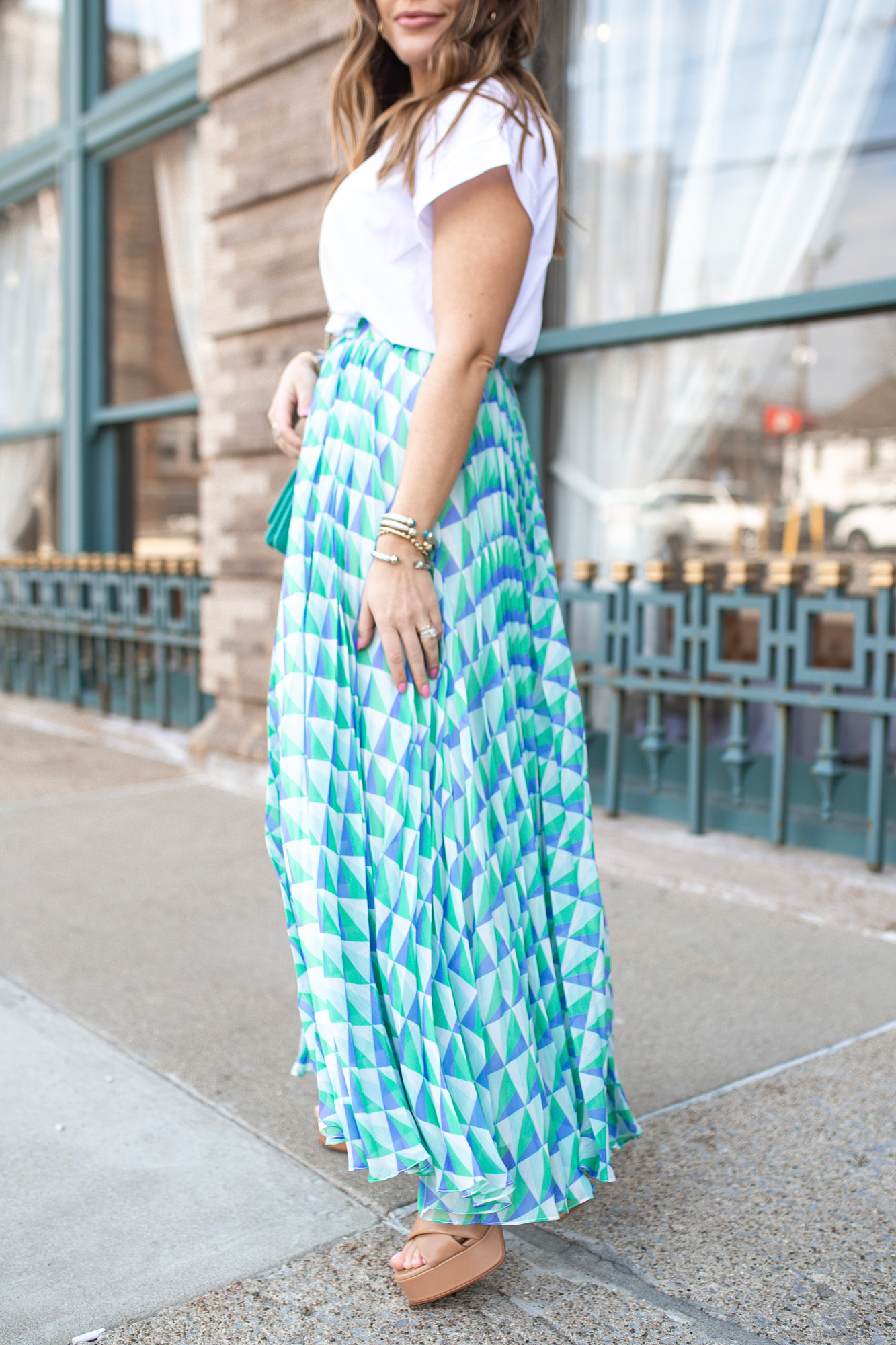 Pleated Maxi Skirt / Glitter & Gingham 